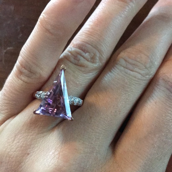 Rose De France Amethyst Rose Gold Sterling Silver Ring - Picture 3 of 12